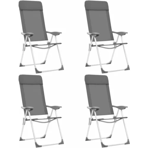  Zložljivi stoli za kampiranje 4 kosi sive barve aluminij