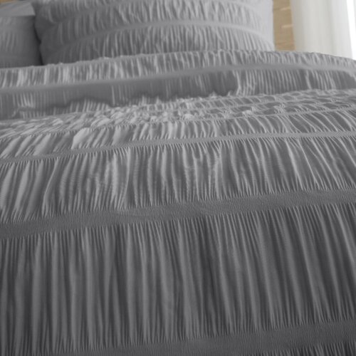 Catherine Lansfield Siva posteljina za bračni krevet/za produženi krevet od krepa 230x220 cm Seersucker &amp;ndash; Slike