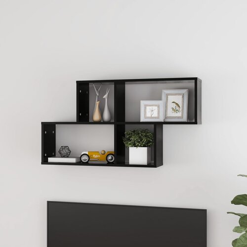 VidaXL Stenska polica črna 100x18x53 cm iverna plo&amp;scaron;ča Slike