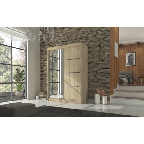ADRK Klizni ormar s ogledalom GILTON 150 cm - SONOMA-SONOMA HRAST Cene