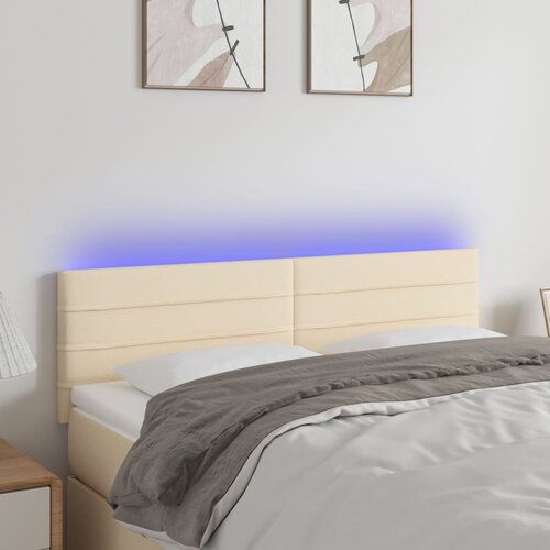 The Living Store LED posteljno vzglavje krem 144x5x78/88 cm blago - LED Vzglavje, (21659546) Cene