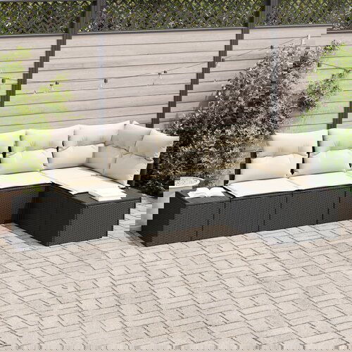 vidaXL 5-dijelni set vrtnih kauča s jastučićima Crni Poli Ratan Cijene