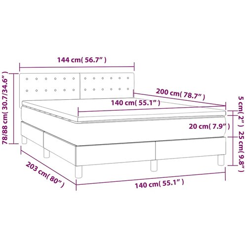  Krevet s oprugama i madracem crni 140x200 cm bar&amp;scaron;unasti Slike