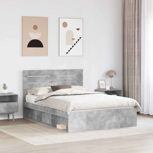  Okvir za krevet s uzglavljem Betonska siva 150 x 200 cm Slike