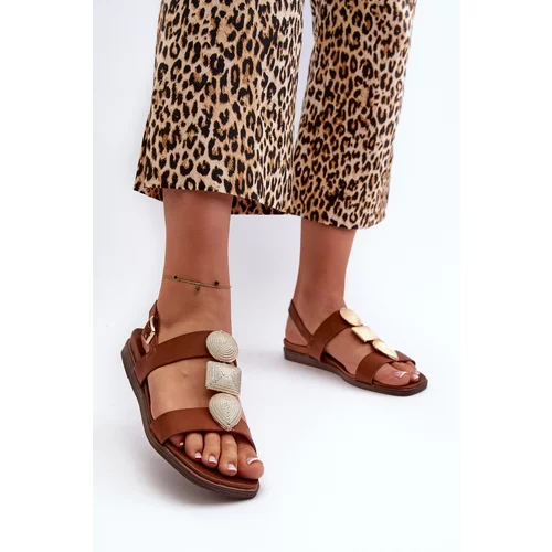 Kesi Women's flat sandals with embellishments Sergio Leone Brown