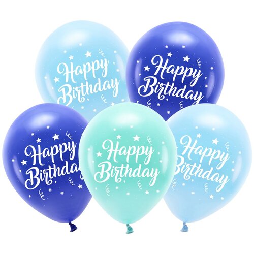 PARTY DECO eko baloni 26 cm, happy birthday, modri Cene