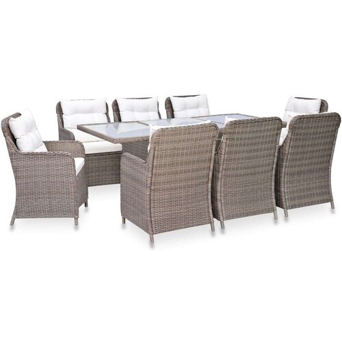 Poli 3057797 9 Piece Outdoor Dining Set Poly Rattan Brown (4x44148+310142) Slike