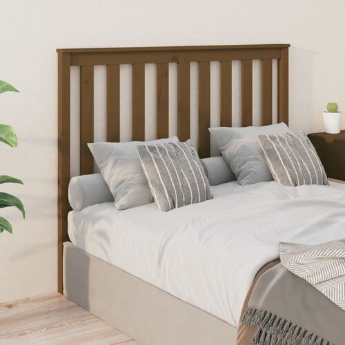 VidaXL Posteljno vzglavje medeno rjavo 146x6x101 cm trdna borovina Slike