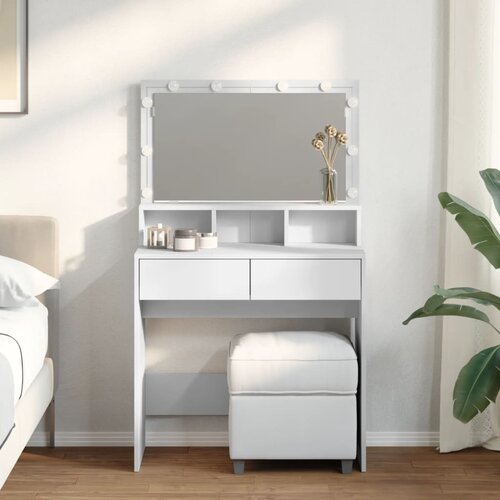The Living Store Toaletna mizica z LED lučkami bela 80x41x134,5 cm - Toaletna Mizica, (21671127) Cene