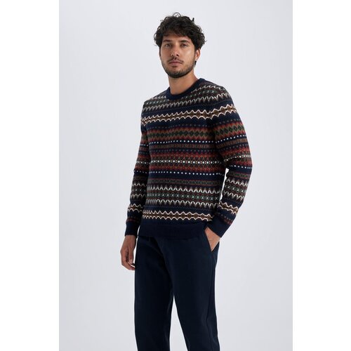 Defacto Regular Fit Patterned Crew Neck Sweater Cene