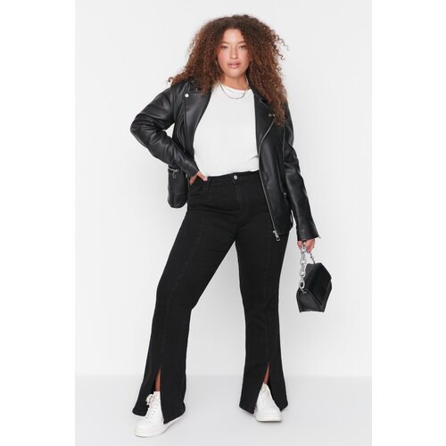 Trendyol Curve Black Slit High Waist Flare Jeans Slike