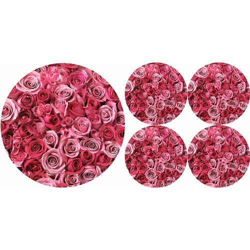 Bertoni Home Unisex's 1+4 Round Table Pads Set Valentine Roses Cene