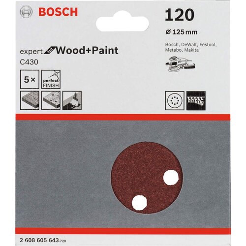 Bosch brusni list C430, 125mm granulacija 120; pakovanje od 5 komada - 2608605643 Slike