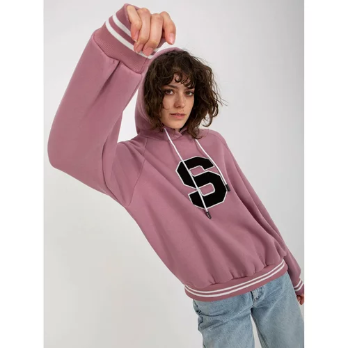 Fashion Hunters Dusty pink sweatshirt with a patch hood
