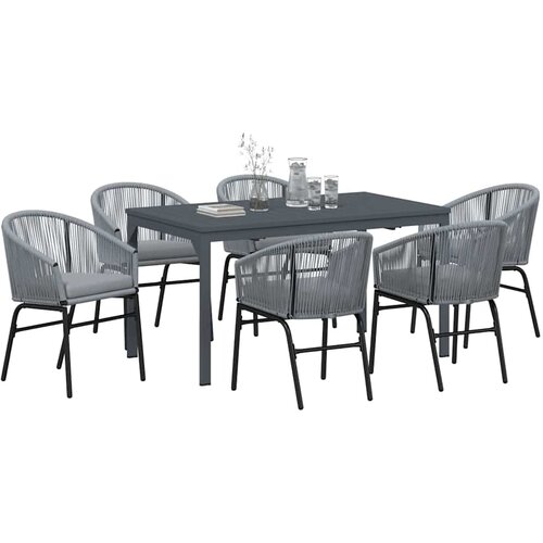 Vrtni set za objed 7 kom. Siva poliratan 180 x 80 x 74 cm Slike