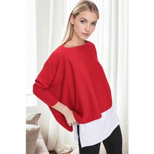 Dewberry 81734 Knitwear Womens Poncho-RED Slike