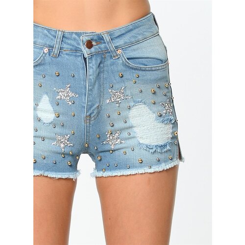Dewberry Z6333 WOMEN'S JEAN SHORTS-PLAIN BLUE Cijene