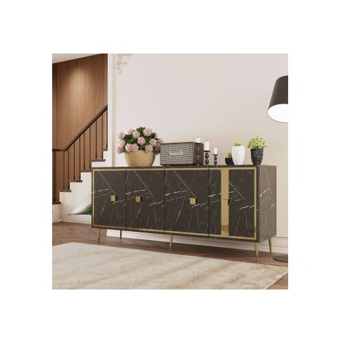 Hanah home komoda brice black marble gold Slike