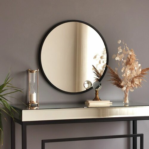 Woody Fashion Siyah Metal Çerçeve Yuvarlak Ayna A709 Black Mirror Cene