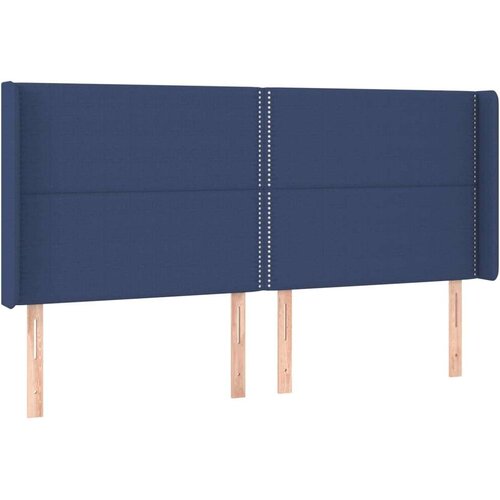  Uzglavlje s u&amp;scaron;ima plavi 203x16x118/128 cm od tkanine Slike