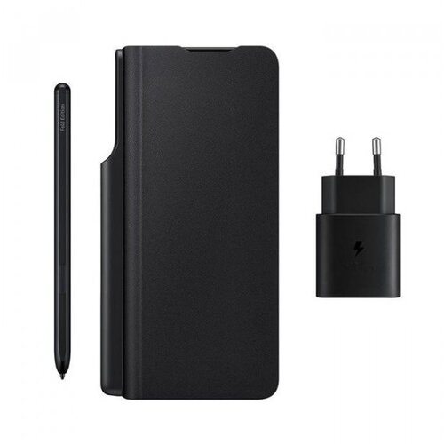 Samsung original note package ef-ff92kkb za galaxy z fold 3 f926 - črn ovitek, polnilec adapter ta800 25w, pisalo - črn Slike