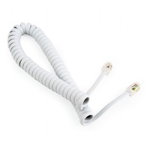 Gembird spiralni kabl za slusalicu 2m sa konektorima RJ-10, TC4P4CS-2M-W, white, GEMBIRD Slike