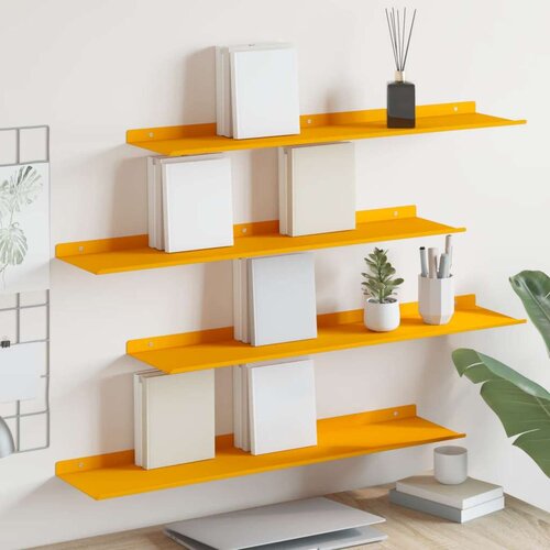  Polica na zidu s policom Zidne 4 pcs Žuta 80 x 18 x 2 5 cm - žuta boja senfa 80 x 18 cm 4 Cijene