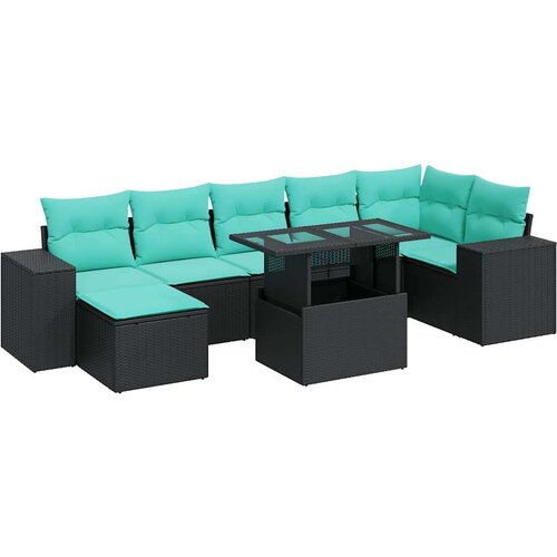  Vrtna garnitura - 8-dijelni set vrtnih sofa od poliratana s jastucima crni bagrem - Crna sa spremi&amp;scaron;tem 1 Slike