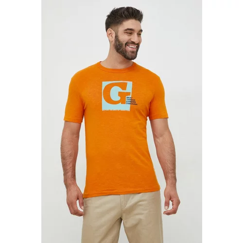 United Colors Of Benetton Bombažna kratka majica oranžna barva