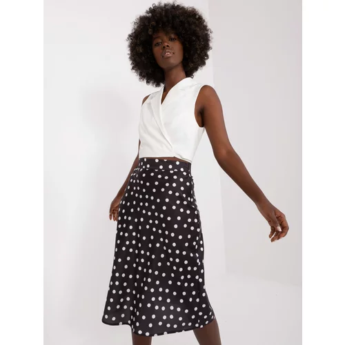Fashionhunters Black and white polka dot midi skirt A-line