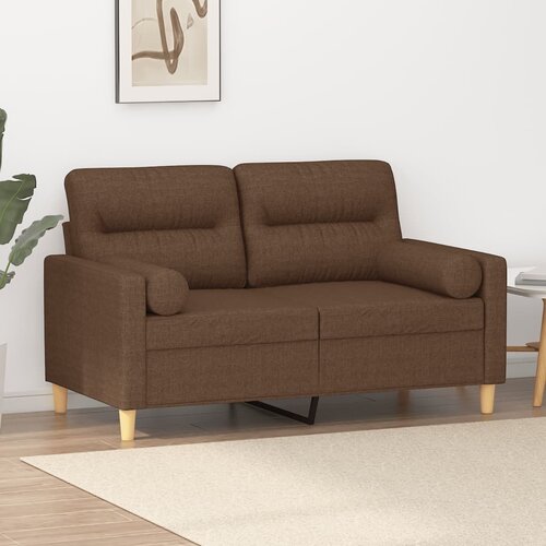  Dvosjed s ukrasnim jastucima smeđi 120 cm od tkanine Slike