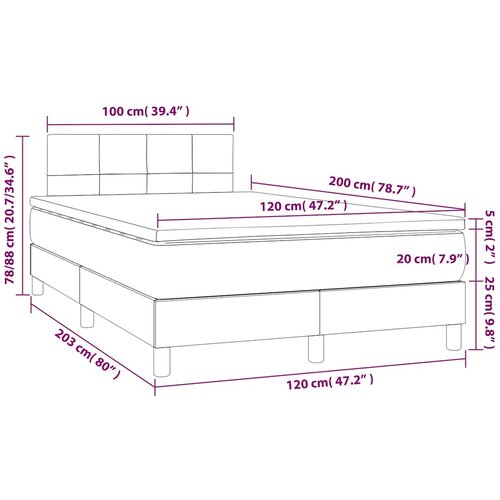  box spring s madracem LED krem 120 x 200 cm od tkanine Slike
