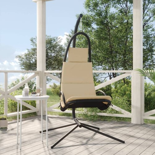 The Living Store Vrtni gugalni stol z blazino krem oxford blago in jeklo - Vrtni Gugalni Stol, (21472295) Slike