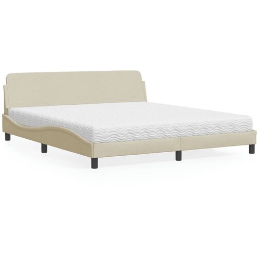 VidaXL Postelja z vzmetnico krem 180x200 cm blago Slike