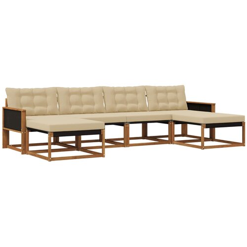 vidaXL Zunanja garnitura za sedenje z blazino 6 pcs Naravna in bež, (5000273109) Cene
