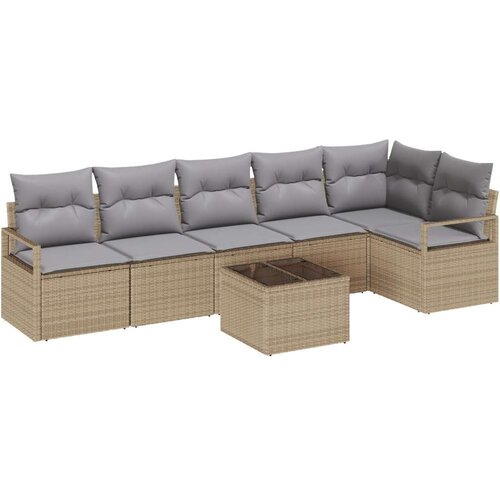  7-dijelni baštenski kauč set s jastucima crni poli ratan  2-sjedališni baštenski kauč s jastucima bež poli ratan Cijene