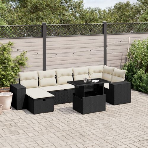  8-dijelni set vrtnih sofa od poliratana s jastucima crni Slike