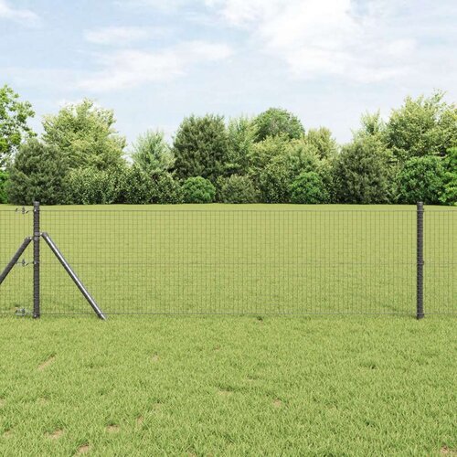 VidaXL Varjena žična ograja z 7 stebrički Siva 0,8x10 m Jeklo Slike