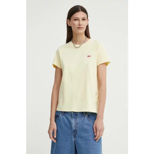Levi's Bombažna kratka majica ženski, rumena barva