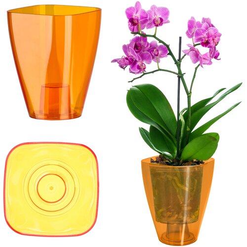 KADAX Cvetlični lonec za orhideje Plastični cvetlični lonec oranžen 13 cm, (5000346143) Cene