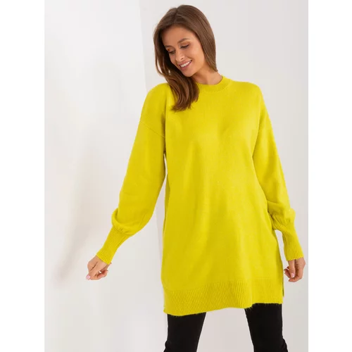 Fashion Hunters Women's lime oversize sweater with long sleeves