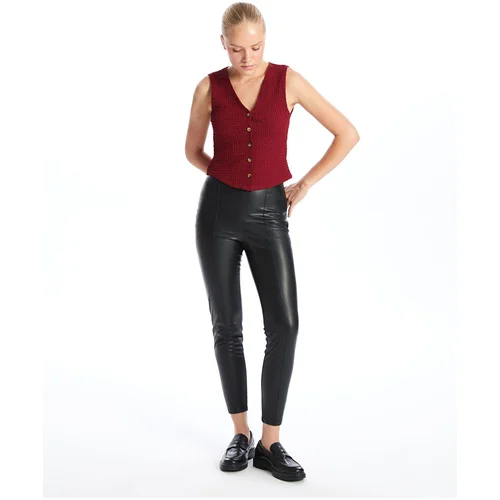 LC Waikiki Lcw Skinny Fit Women's Leather Look Trousers