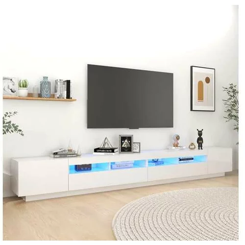  TV omarica z LED lučkami visok sijaj bela 300x35x40 cm