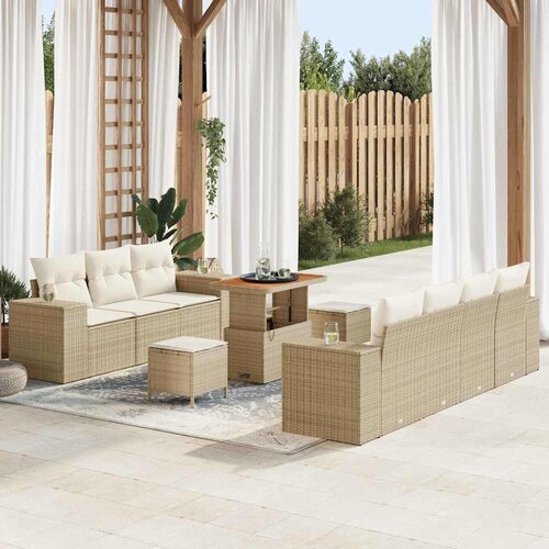  Sjedeća garnitura za vrt 10 kom. poliratan 276 x 62 x 85 cm Slike