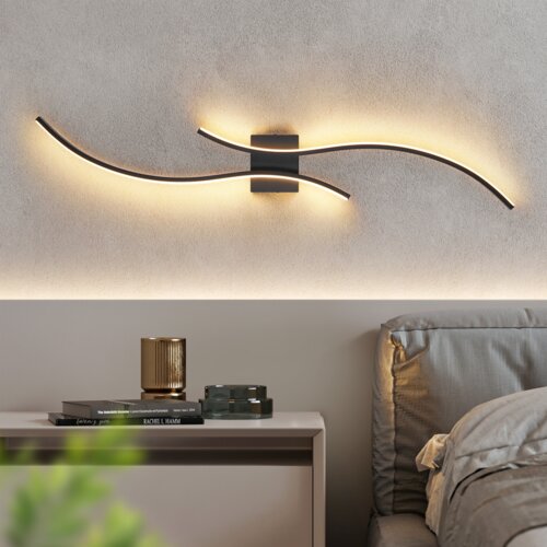 Nettlife Stenska LED stenska svetilka za notranjo uporabo - 14W hodni&amp;scaron;ka svetilka, 100CM stopni&amp;scaron;čna svetilka črne barve, modern valovit dizajn, 30, (5000219986) Slike