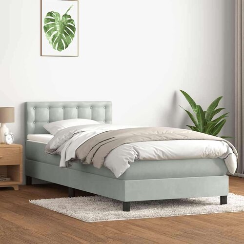 Box Spring krevet s madracem svijetlo sivi 80x210 cm baršun Cene