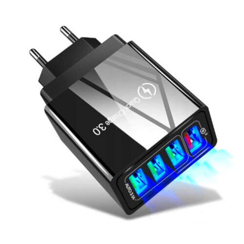  4x USB 3.0 brzi punjač 220V sa LED 3.1A crni Slike
