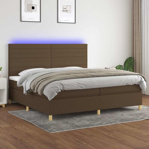  Krevet box spring s madracem LED tamnosmeđi 200x200 cm tkanina Cijene