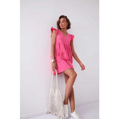 Fasardi Trapezoidal dress with amaranth frill Slike