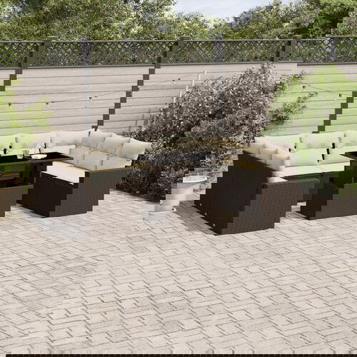 VidaXL 10-dijelni set vrtnih sofa od poliratana s jastucima smeđi Slike